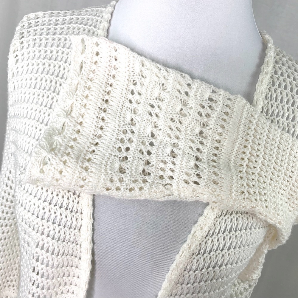 Fashion Avenue white loose knit open cardigan - Picture 3 of 10